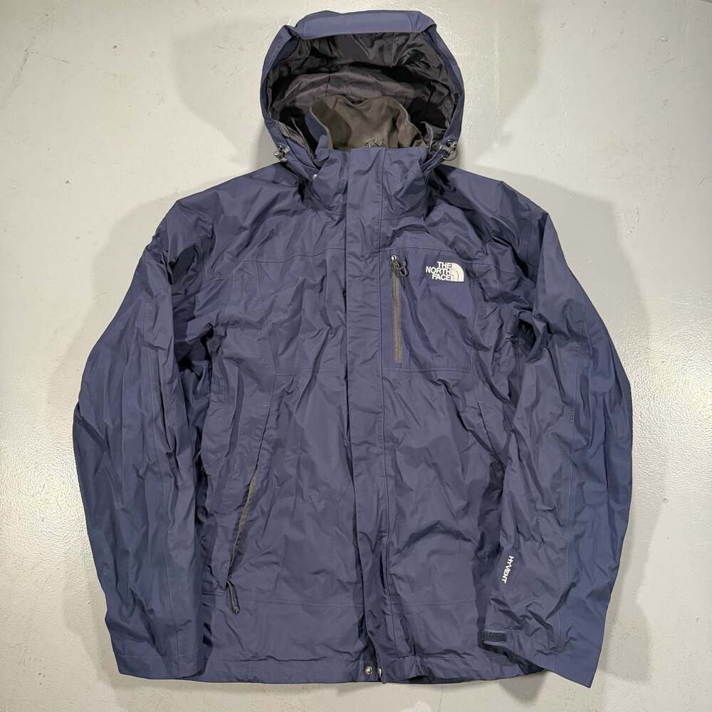 The North Face HyVent Men's Navy Blue Zip Hooded Waterproof Jacket Mens Large